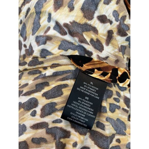 Norma Kamali Ladies XL Leopard Animal Print Robe Bathrobe Belted Knee Length - Picture 5 of 6